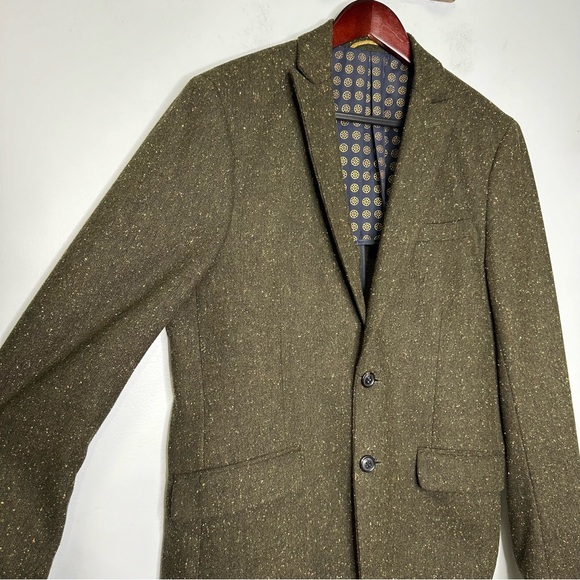 Scotch & Soda Olive Green Donnegal Tweed Single Breasted Blazer Sport Coat M/48 - Picture 4 of 12